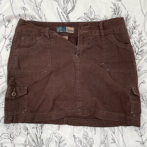 Brown Cargo Mini Skirt